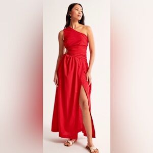 Abercrombie & Fitch Red One-Shoulder Cutout Maxi Dress Size S